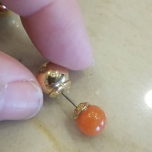 Henri Bendel gold w/ gemstone necklace & earrings - Picture 5 of 10